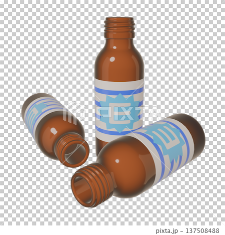 Illustration material of quasi-drugs: Three empty bottles of nutritional drink (1_3) 137508488