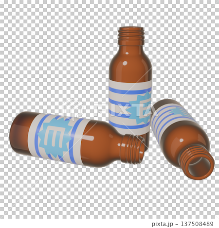 Illustration material of quasi-drugs: Three empty bottles of nutritional drink (1_4) 137508489