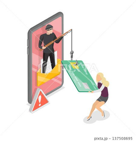 3D Isometric Flat Vector Illustration of Spam, Excessive Emails, Phishing, And Scam Activity. Item 1 3D Isometric Flat Vector Illustration of Spam, Excessive Emails, Phishing, And Scam Activity. Item 1 137508695