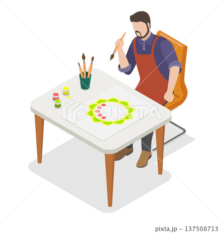 3D Isometric Flat Vector Illustration of Creative Psychotherapy, Embodying Inspiration And Harmony Through Art Therapy. Item 1 3D Isometric Flat Vector Illustration of Creative Psychotherapy, Embodying Inspiration And Harmony Through Art Therapy. Item 1 137508713