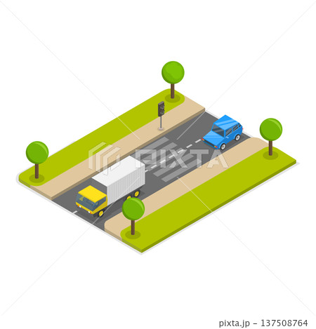 3D Isometric Flat Vector Illustration of Urban Transport, City Traffic In A City Setting. Item 2 137508764