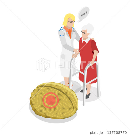 3D Isometric Flat Vector Illustration of Age Related Changes, Elderly Brain Activity Problems. Item 1 3D Isometric Flat Vector Illustration of Age Related Changes, Elderly Brain Activity Problems. Item 1 137508770