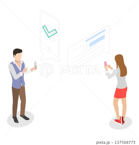 3D Isometric Flat Vector Illustration of Automated Money Transaction, Mobile Banking. Item 3 137508773