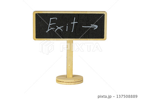Handcrafted Wooden Exit Sign with Chalkboard Surface, Ideal for Directional Guidance in Various Settings 137508889