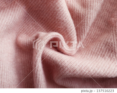 Soft Pink Knitted Fabric Texture Background 137510223