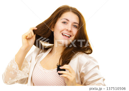 Brunette girl without makeup Brunette girl without makeup 137510506
