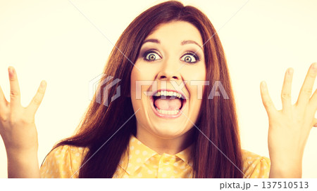 Happy woman winning having luck Happy woman winning having luck 137510513
