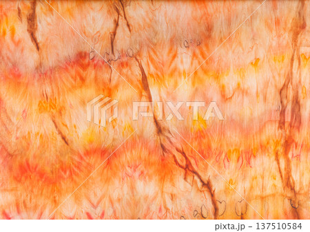 abstract pattern on silk fabric texture in yellow and brown tones 137510584
