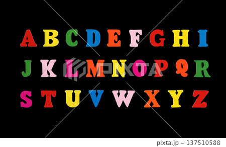 wooden letters of the English alphabet multi-colored on a black background 137510588