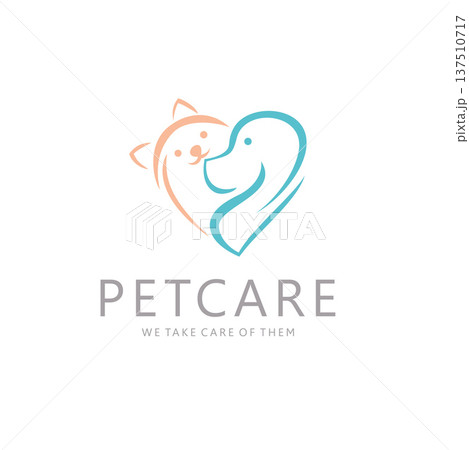 Dog Cat Pet Love Logo Vector icon illustration Dog Cat Pet Love Logo Vector icon illustration 137510717