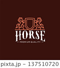 Elegant King Horse With Shield Logo Stylish Graphic Design	 137510720