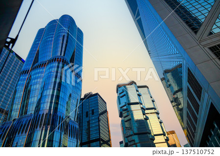 Skyscrapers tower glass buildings. Facade office buildings. High-rise bank building. Hong Kong  137510752