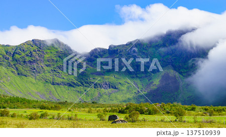 Mountain view, Gimsoya island Lofoten Norway 137510939