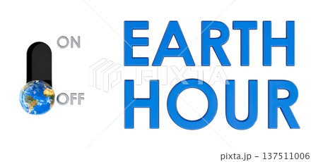 Earth Hour concept with switch and globe in off position. 3d rendering Earth Hour concept with switch and globe in off position. 3d rendering 137511006
