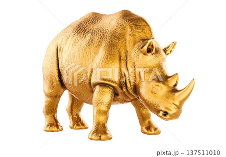 Gold rhinoceros figurine, 3d rendering 137511010