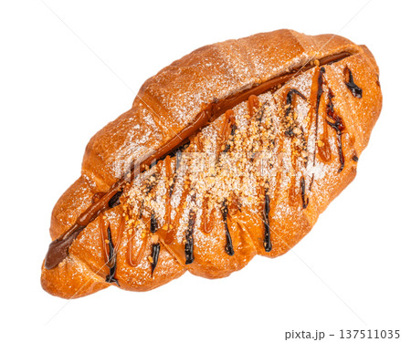 Chocolate Caramel Croissant Pastry Isolated Chocolate Caramel Croissant Pastry Isolated 137511035
