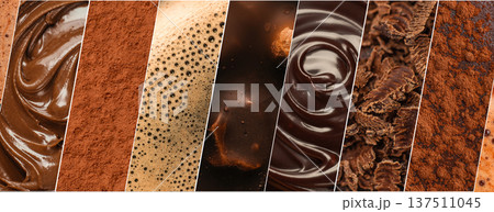 Collection of Chocolate and Cocoa Textures Background Set Collection of Chocolate and Cocoa Textures Background Set 137511045