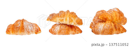 Assorted Butter Croissants Set Isolated on Light Background Assorted Butter Croissants Set Isolated on Light Background 137511052