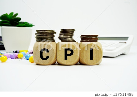 Stack of coins with wood blocks with "CPI (Consumer Price Index)" Financial concept 137511489