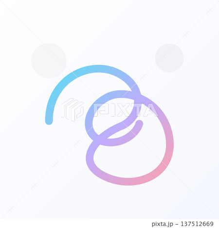 Light pastel abstract illustration featuring soft gradient loops and two faint circles, creating a calm and gentle impression on a minimal white background. 137512669