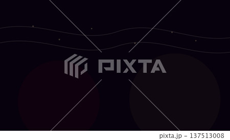 Dark abstract design featuring soft spheres, gentle dotted lines and subtle waves across the canvas, forming calm composition with moody digital rhythm. 137513008