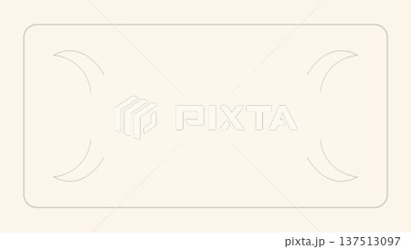Rounded recessed panel with faint corner curves on light cream background forming subtle digital interface plate with soft neutral design and gentle shadowing. 137513097