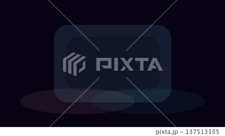 Two rounded dark shapes hover over subtle gradient circles on black surface forming layered minimal interface core with soft abstract composition. 137513155