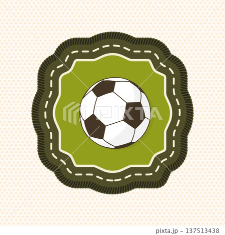Scout badge with Soccer ball. Vector. Merit patch, sticker for camping outdoor and academic activities. Perfect for scouting groups, camping events, bike clubs, outdoor apparel, stickers, embroidery 137513438