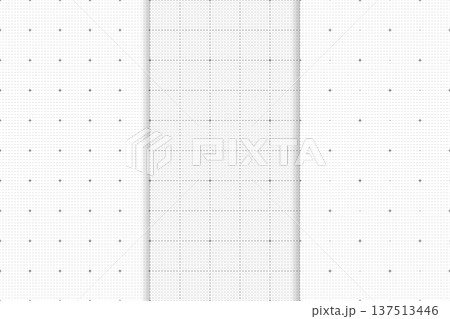 Set of Journal planer page with dotted grid. Vector. Seamless checkered texture. Simple square graph paper texture. Retro bullet notebook background. Simple school square graph pattern. 137513446