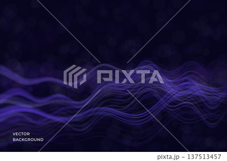 Abstract technology wave background with flowing particle surfaces and smooth dynamic lines. Vector. Futuristic digital composition with depth, motion and soft glowing dots. For presentations Abstract technology wave background with flowing particle surfaces and smooth dynamic lines. Vector. Futuristic digital composition with depth, motion and soft glowing dots. For presentations 137513457