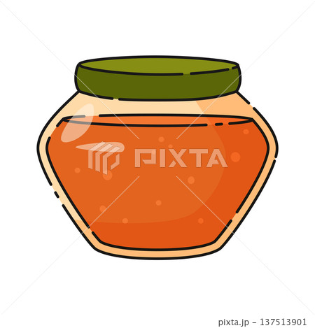 Jar with a lid dark orange honey, natural sweet product. Beekeeping Jar with a lid dark orange honey, natural sweet product. Beekeeping 137513901