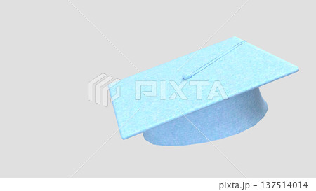 Light Blue Graduation Cap Isolated on Gray Background 3d render. 137514014