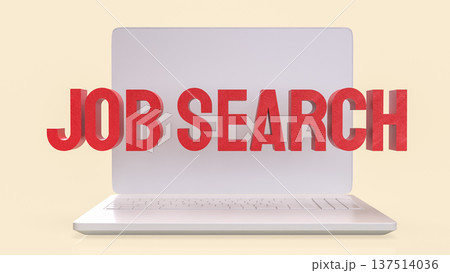Job Search Text Emerging From Laptop Screen Online Career Recruitment Concept 3d render. Job Search Text Emerging From Laptop Screen Online Career Recruitment Concept 3d render. 137514036
