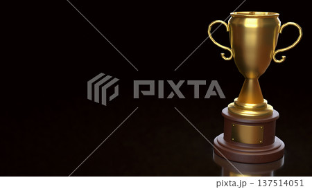 Golden Trophy Award Symbol Of Victory And Achievement Concept 3d render. 137514051