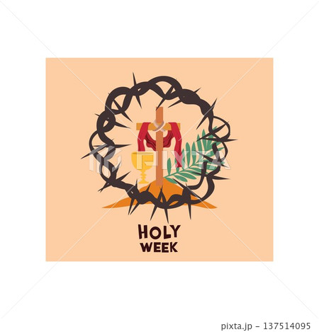 holy week holy wednesday Holy Week Christian Symbols Flat Illustration 137514095