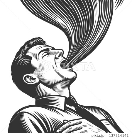 Man Shouting With Abstract Sound Wave raster 137514141