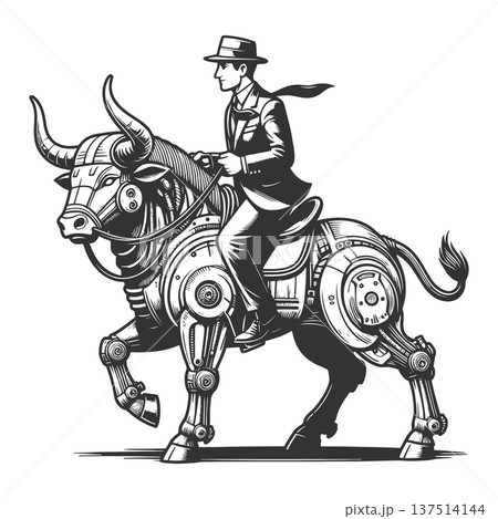 Businessman Riding Mechanical Bull raster 137514144