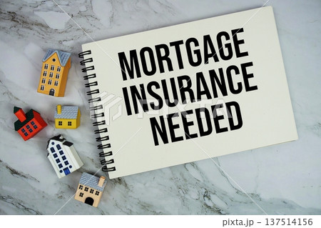 Mortgage Insurance Needed text written on notepad with house model on marble background Mortgage Insurance Needed text written on notepad with house model on marble background 137514156