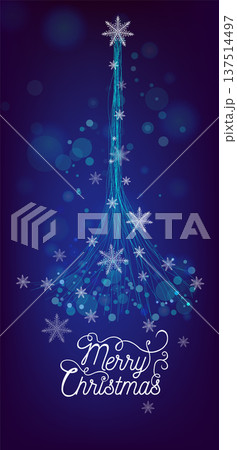 Merry Christmas. Shining Christmas tree on a blue background. Merry Christmas. Shining Christmas tree on a blue background. 137514497