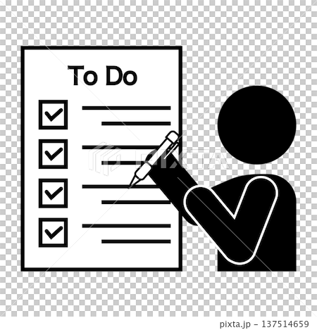 Pictogram of a person checking a to-do list Pictogram of a person checking a to-do list 137514659