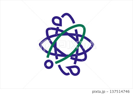 Minimalist purple and green abstract atom symbol logo isolated on white background Minimalist purple and green abstract atom symbol logo isolated on white background 137514746