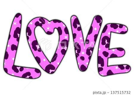 ギャル文字のLOVEのピンクのヒョウ柄 137515732
