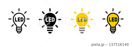 LED電球のアイコンセット (ベクター) LED電球のアイコンセット (ベクター) 137516140
