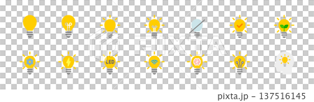 電球・ひらめき・アイデア・エコ・AI・電力操作アイコンセット (ベクター) 137516145