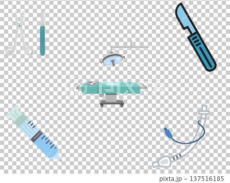 Operating room and medical equipment illustration set 137516185