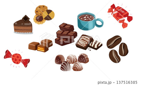 いろんなチョコレートのイラストセット いろんなチョコレートのイラストセット 137516385