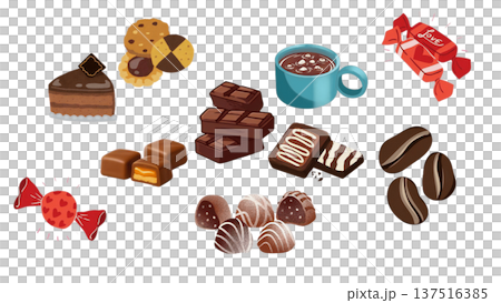 いろんなチョコレートのイラストセット いろんなチョコレートのイラストセット 137516385