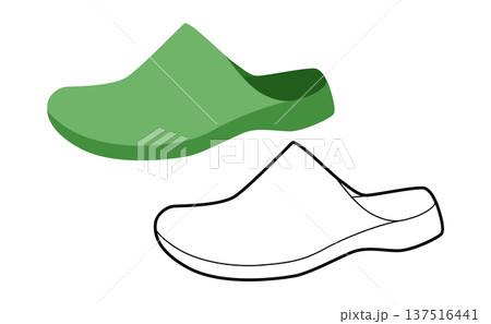 Green house clog sandal shoe women flat plus line set. One piece rubber slipper for lifestyle magazine outdoor project. Green house clog sandal shoe women flat plus line set. One piece rubber slipper for lifestyle magazine outdoor project. 137516441
