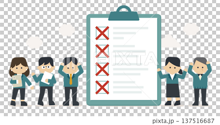 Image of business troubles where business team struggles with checklist failures and problems | Gentle business image 137516687