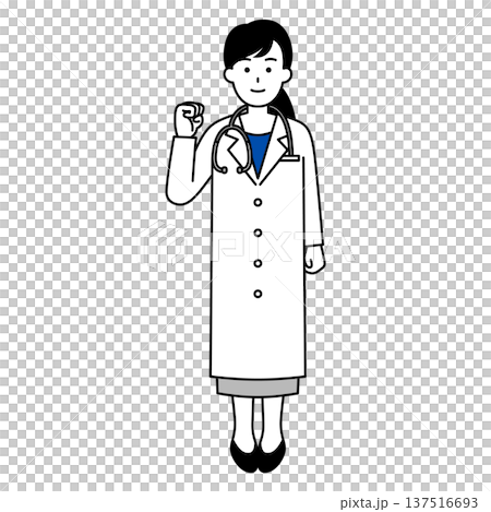 Female doctor doing a guts pose (whole body) 137516693
